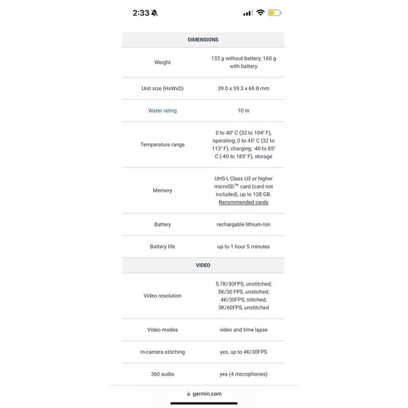 Garmin VIRB 360 Action Camera Discontinued - Picture 4 of 11